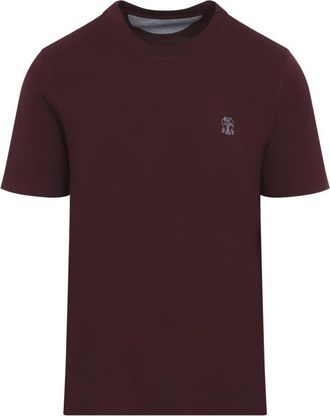 Brunello Cucinelli Maroon Crew Neck T-Shirt