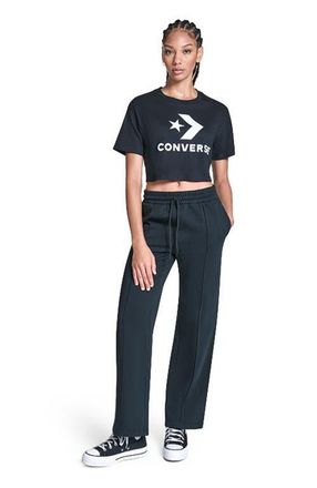 Converse Star Chevron Cropped T-Shirt in Converse Black at Nordstrom, Size X-Large