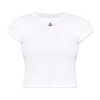 Vivienne Westwood T-Shirts, female, White, Size: XS Ribbed t-shirt with logo