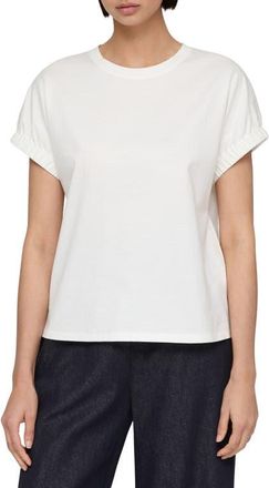 Lafayette 148 New York Gathered Cuff Cotton Jersey T-Shirt in White at Nordstrom, Size Xx-Small
