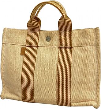 Herm&egrave;s Orange Canvas Tote Bag (Pre-Owned)