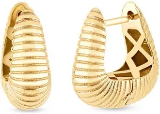 Bony Levy 14K Gold Fluted Huggie Earrings in 14K Yellow Gold at Nordstrom