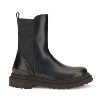 Brunello Cucinelli Botas Chelsea de Piel - Shoes - Mujer - Negro - 38 1/2 EU