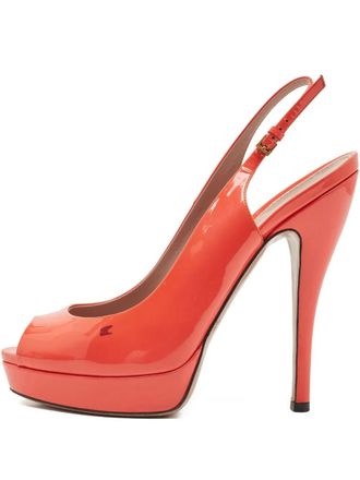 Gucci 140 mm leren pumps met hak - Oranje