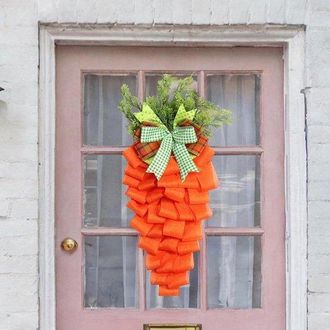 OEM Corona De Pascua De Zanahorias Para Primavera - Corona En Forma De L&aacute;grima Para Puerta Principal, Ventana Y Decoraci&oacute;n Festiva