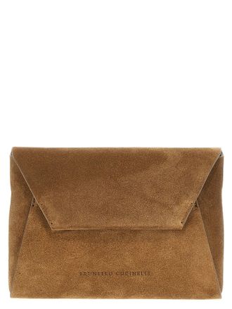 Brunello Cucinelli Monile Suede Bag Clutch Marrone-Donna