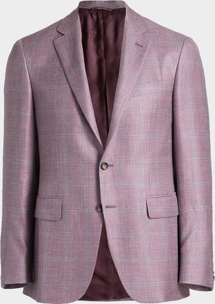 Canali Men & apos;s Wool Windowpane Plaid Single-Breasted Sport Coat