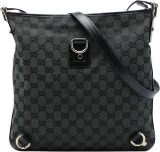 Gucci Pre-owned Canvas Crossbody Bag - Dames - Vintage Schoudertas - Groen - ONE Size - Leer - Vintage