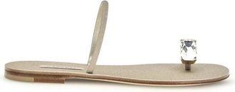 Casadei Gouden Kalfsleren Bos Taurus Platte Sandalen