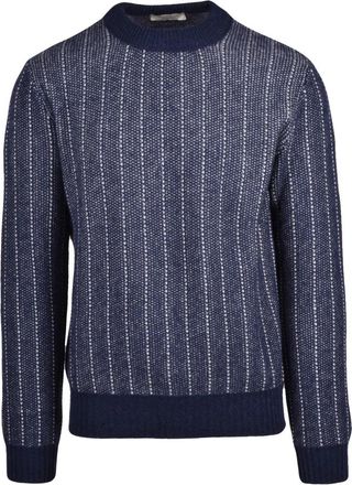 Wool & Co Maglioncino Girocollo - Heren - Ronde hals truien - Blauw - M - Wol - Truien & Vesten