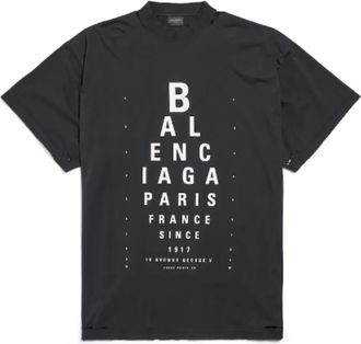 Balenciaga Tops, Dames, Zwart, S, Katoen, Optical Oversize T-Shirt