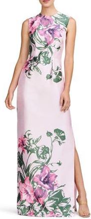 Kay Unger Ayla Placement Print Column Gown in Pink Pearl Multi at Nordstrom Rack, Size 2