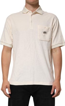 Dolce & Gabbana Ivory Cotton Terry Logo Pocket Polo Mens T-shirt