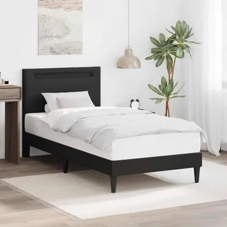 Berkfield Home Bed Frame with LED Strip Lights Black 90 x 190 cm Faux Leather