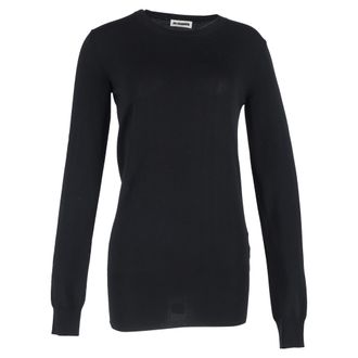 Jil Sander Plain Crewneck Sweater in Black Wool