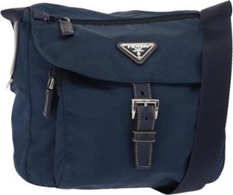 Prada Pre-owned Vintage Nylon Cross Body Bag - Dames - Vintage Schoudertas - Blauw - ONE Size - Nylon - Vintage