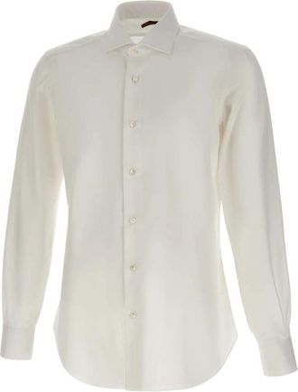 Barba Poplin Overhemd - Heren - Casual Overhemden - Wit - 2XL - Katoen - Overhemden