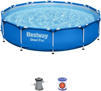 Bestway Piscina Elevada Steel Pro - Medidas 366 X 76 Cm - Bomba De Filtro Incluida - F&aacute;cil Instalaci&oacute;n - Piscina Desmontable, Jard&iacute;n, Verano - Bestway