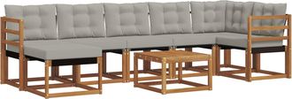 vidaXL Conjunto De Sof&aacute;s De Exterior 8 Uds. Gris Natural Y Claro Vidaxl