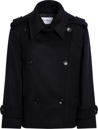 Max Mara Jassen, Dames, Blauw, S, Wol, Stijlvolle wollen jas