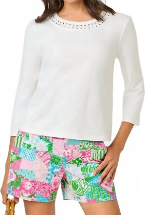 Lilly Pulitzer Clairmont 3/4 Sleeved Knit Top In Resort White