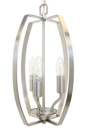 Netlighting Alexis 3 Light Satin Nickel Wire Frame Pendant Ceiling Light in Grey