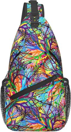 Generic Colorful Abstract Tree Shoulder Bag Anti Theft Crossbody Bag Breathable Fanny Pack For Women Men Camping
