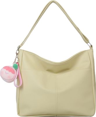 Generic Tote Bags for Women PU Leather Shoulder Bags Women with Zip Shoulder Bag with Pendant Underarm Bag Solid Color Tote Handbags for Work Shopping Travel 