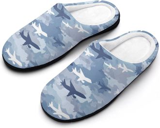 Generic Camouflage Airplane Print Womens Slippers Winter Warm House Shoes Indoor Outdoor Hotel Slipper
