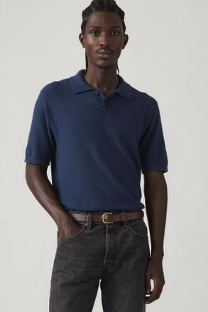 Levi's Polo Sweater en punto de algod&oacute;n y lino - Hombre - 2XL - Azul / Dress Blues Cotton Linen