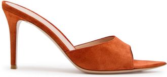 Gianvito Rossi Elle 85 Brushed Suede Mules - Red - 38 (IT38/ UK5)