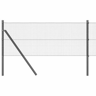 Berkfield Home Welded Wire Fence with 13 Posts Grey 0.4x50 m Steel