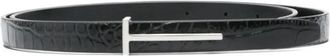 Tom Ford Zwart Krokodillenleer T-Gesp Riem - Heren - Riemen - Zwart - 100 CM - Leer - Accessoires