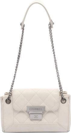 Chanel 2003-2004 CC Quilted Lambskin Turn Lock Flap Bag shoulder bag - women - Calf Leather/Lambskin - One Size - White