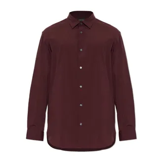 Emporio Armani Heren, Overhemden, Rood, Maat: 2XL Satijn
