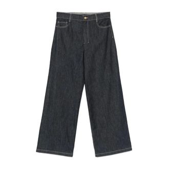 Max Mara Denim Wide Leg Trousers - female - Max Mara - Straight Fit Jeans - Blue - S - Jeans