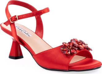 Lady Couture Liz Floral Crystal Sandal in Red at Nordstrom Rack, Size 10