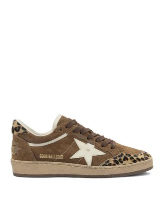 Golden Goose BALL-STAR SNEAKERS IN SUEDE WITH LEOPARD PONYSKIN INSERTS - Golden Goose Deluxe Brand - Woman