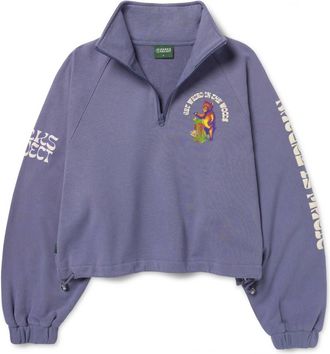 Parks Project Womens Natures Magic Quarter Zip Fleece Top In Silvery Blue