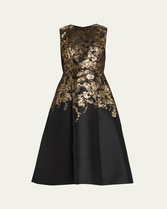 Adam Lippes Eloise Floral Brocade Sleeveless Fit & Flare Dress