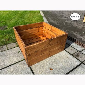 Charles Taylor Trading Multi Pack of 3 - Large Raised Bed Planter - Timber - Fully Assembled in Light Brown