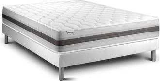 VITALIT Somier Blanco + Colch&oacute;n Con Muelles Y Viscoel&aacute;stica 160 X 190