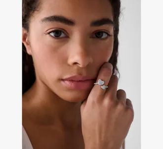 Kate Spade New York Womens Yours Truly Pave Heart Ring in Beige, Size 6
