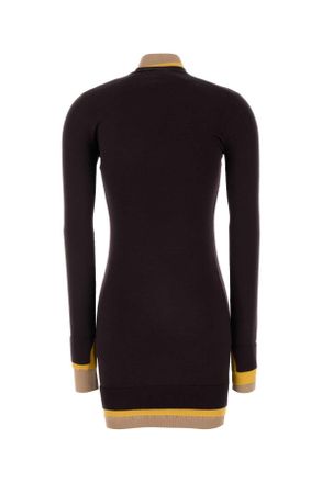 Fendi Womens Plum Wool Blend Dress Aubergine Abiti