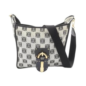 Loewe Pre-owned Cross Body Bags, female, Beige, Size: ONE SIZE Pre-owned Anagram Canvas Leather Shoulder Bag