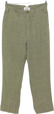 Vivienne Westwood Broeken - Heren - Straight fit broeken - Groen - XL - Leer - Broeken
