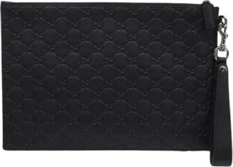 Gucci Pre-owned Guccissima Clutch Bag - Heren - Vintage Clutch - Zwart - ONE Size - Leer - Vintage