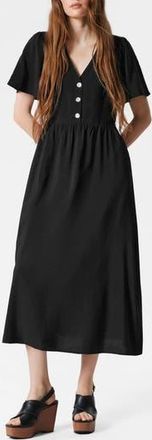& Other Stories V-Neck Midi Dress in Black Dark New at Nordstrom Rack, Size 8