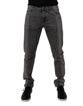 Dolce & Gabbana Mens Two Tone Gray Cotton Denim Jeans Clothing