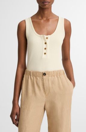Vince Henley Rib Tank in Sun Ivory at Nordstrom, Size Xx-Small